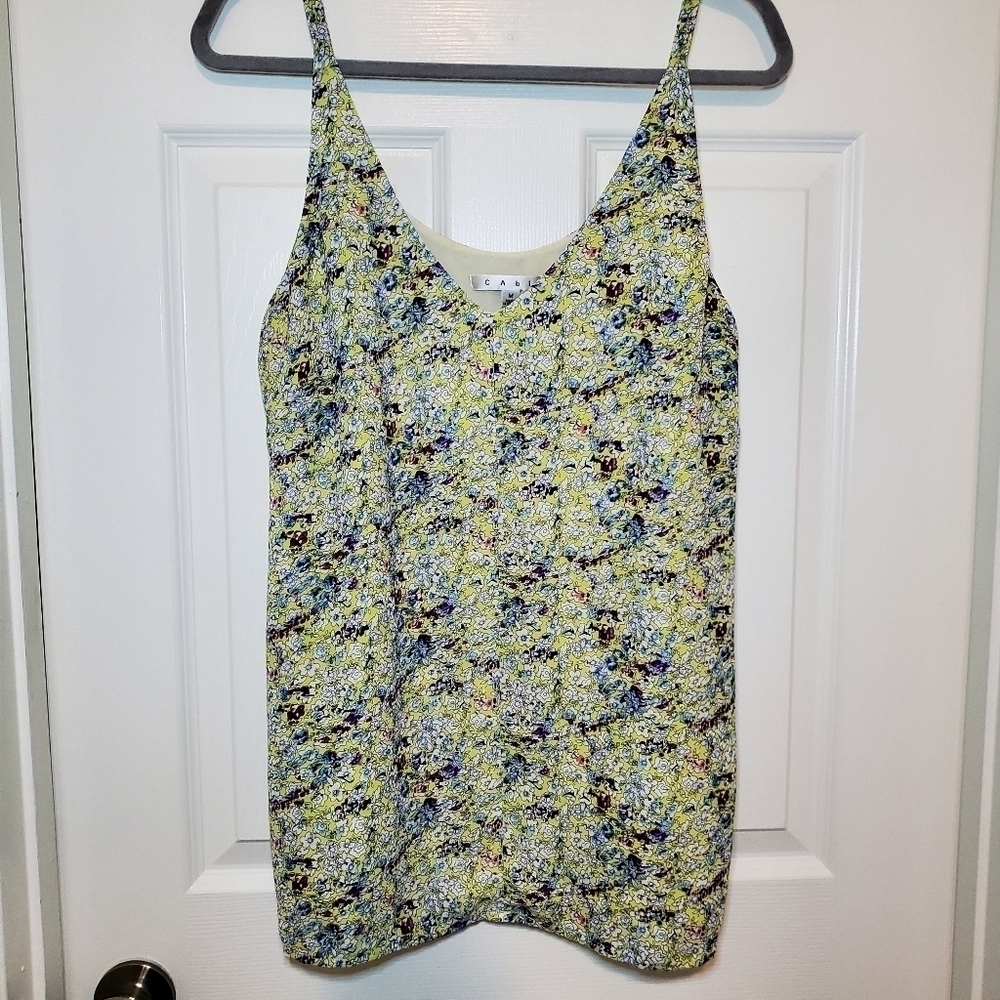 Cabi Scatter Floral Print Yellow Multicolor Cami Tank Style #275 in Size Medium